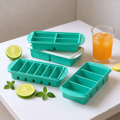 Custom Logo Silicone Freezer Tray with Lid Soup Freezer Container Molds Large Ice Cube Tray for Storage Food Soups Meal Prep