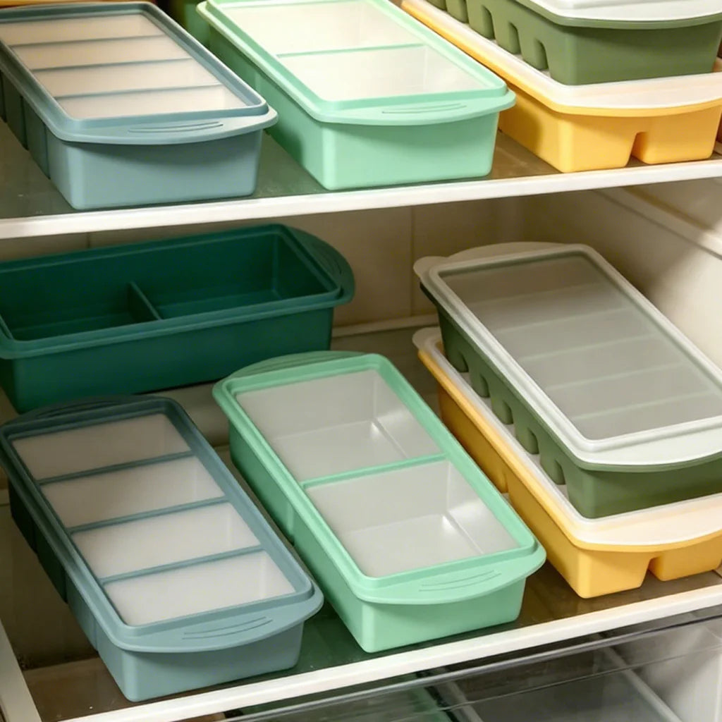 Custom Logo Silicone Freezer Tray with Lid Soup Freezer Container Molds Large Ice Cube Tray for Storage Food Soups Meal Prep