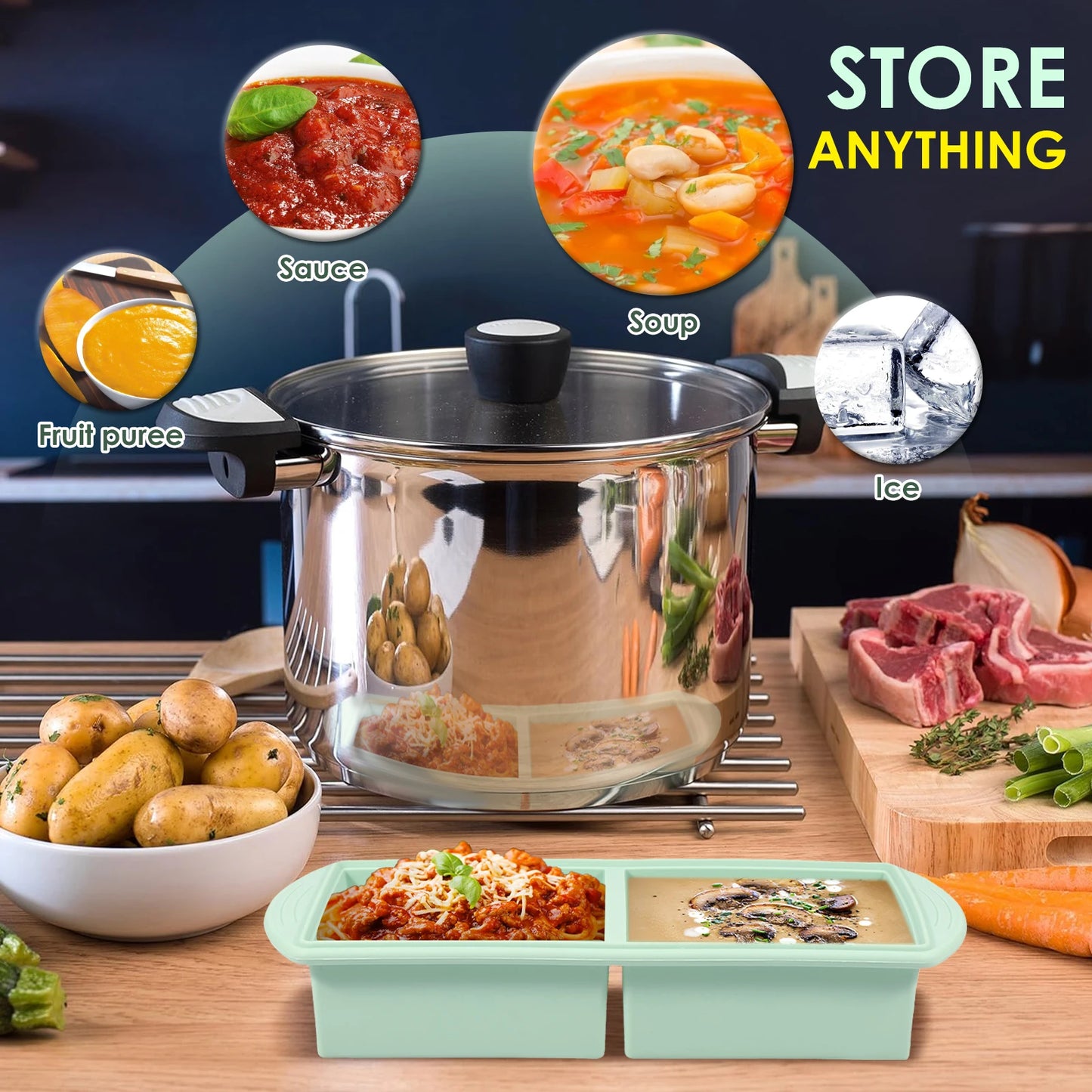 Revolutionary Silicone Freezer Tray - Effortlessly Store and Organize Your Food with 2 to 4 Cubes!