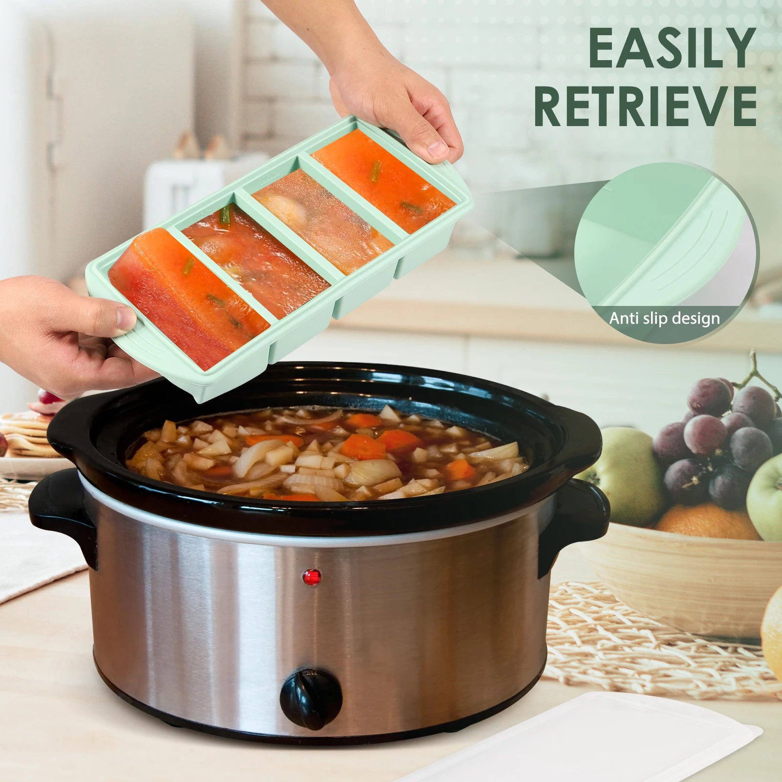 Revolutionary Silicone Freezer Tray - Effortlessly Store and Organize Your Food with 2 to 4 Cubes!