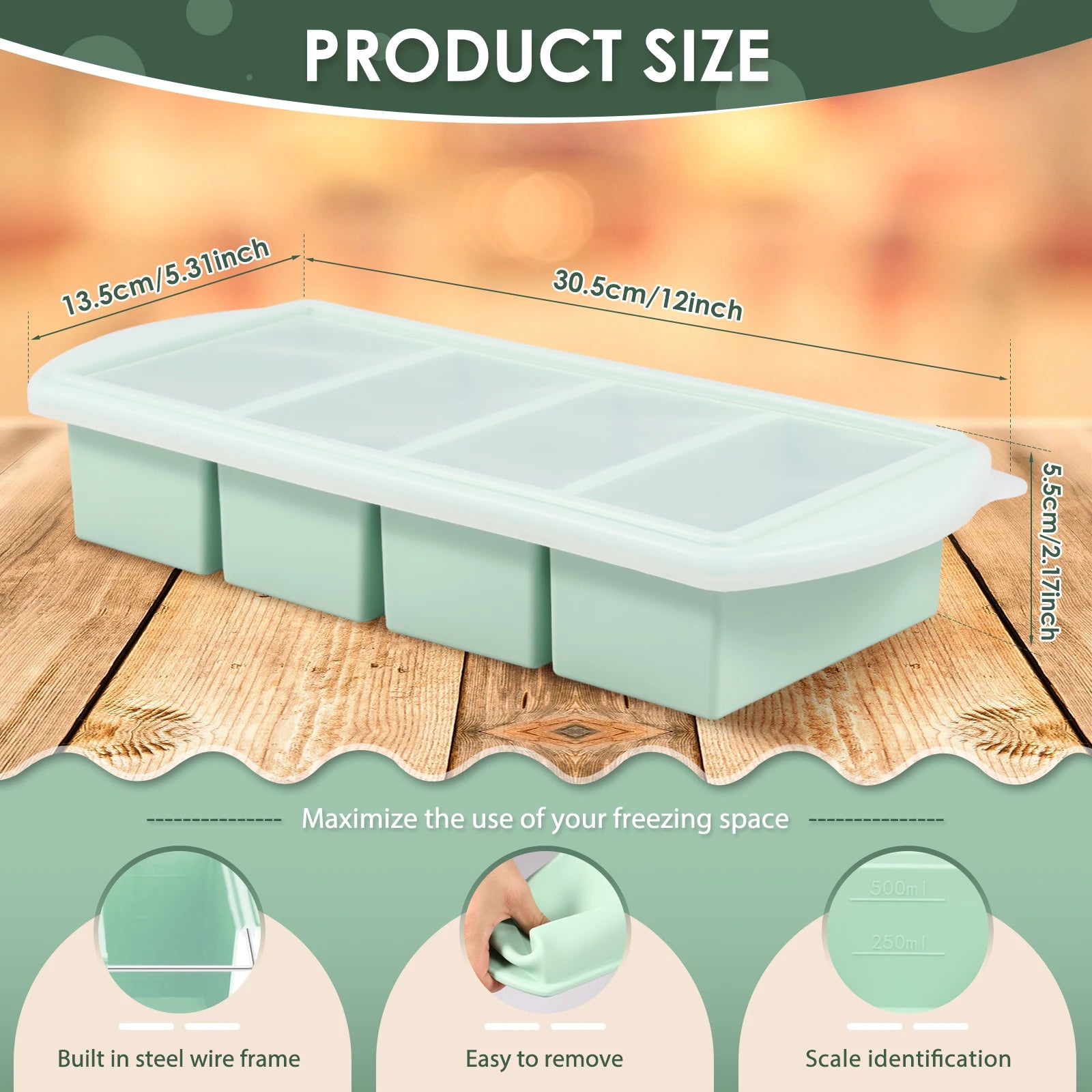 Revolutionary Silicone Freezer Tray - Effortlessly Store and Organize Your Food with 2 to 4 Cubes!