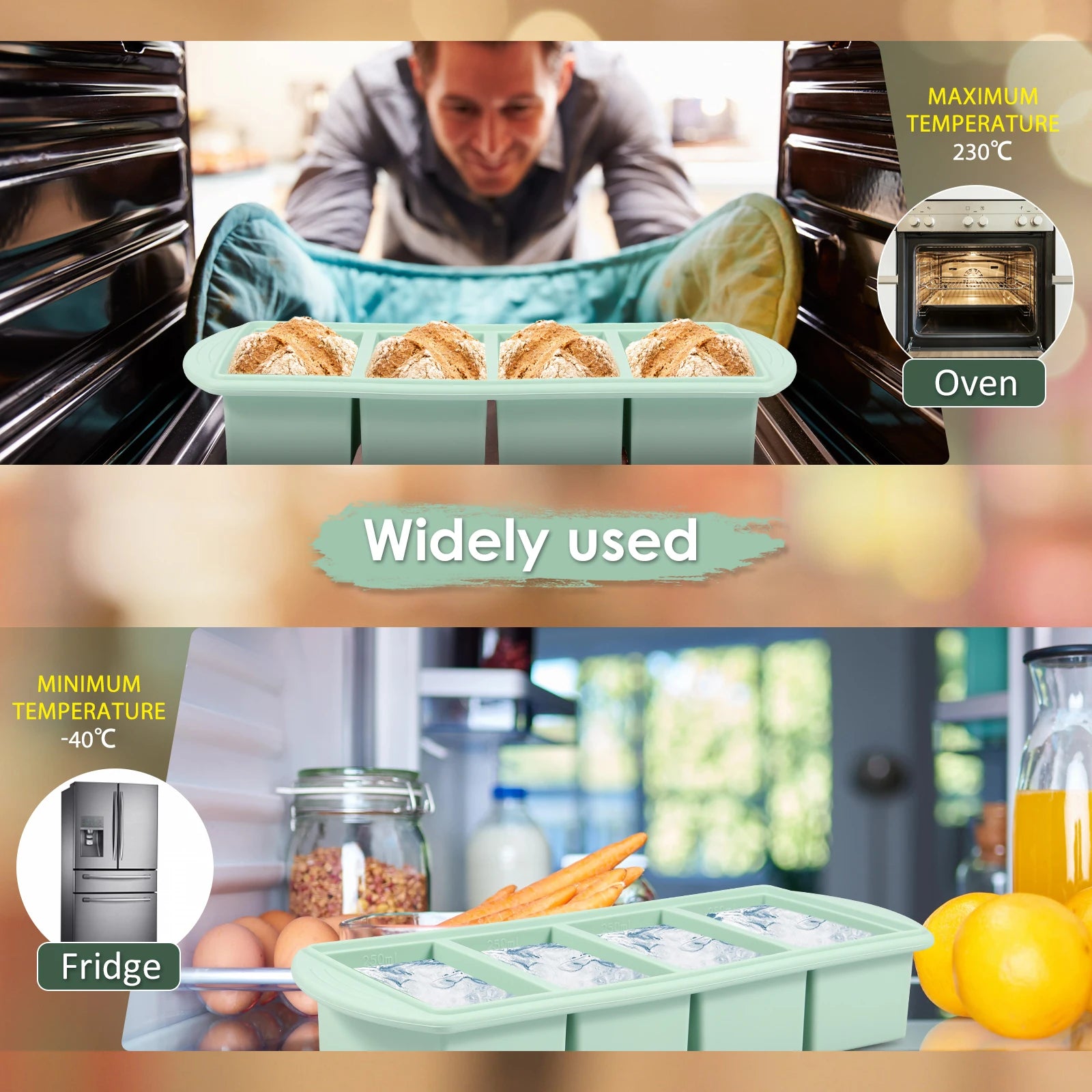 Revolutionary Silicone Freezer Tray - Effortlessly Store and Organize Your Food with 2 to 4 Cubes!